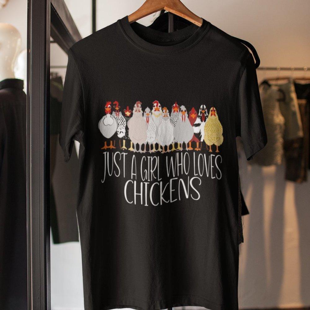 A Girl Who Loves Chickens Farm Humor Animal Lover T-Shirt